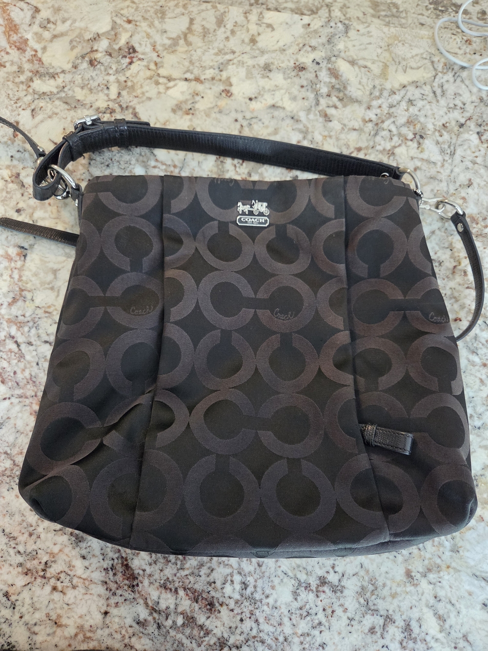 Coach Black Signature 'C' Pattern Crossbody Bag